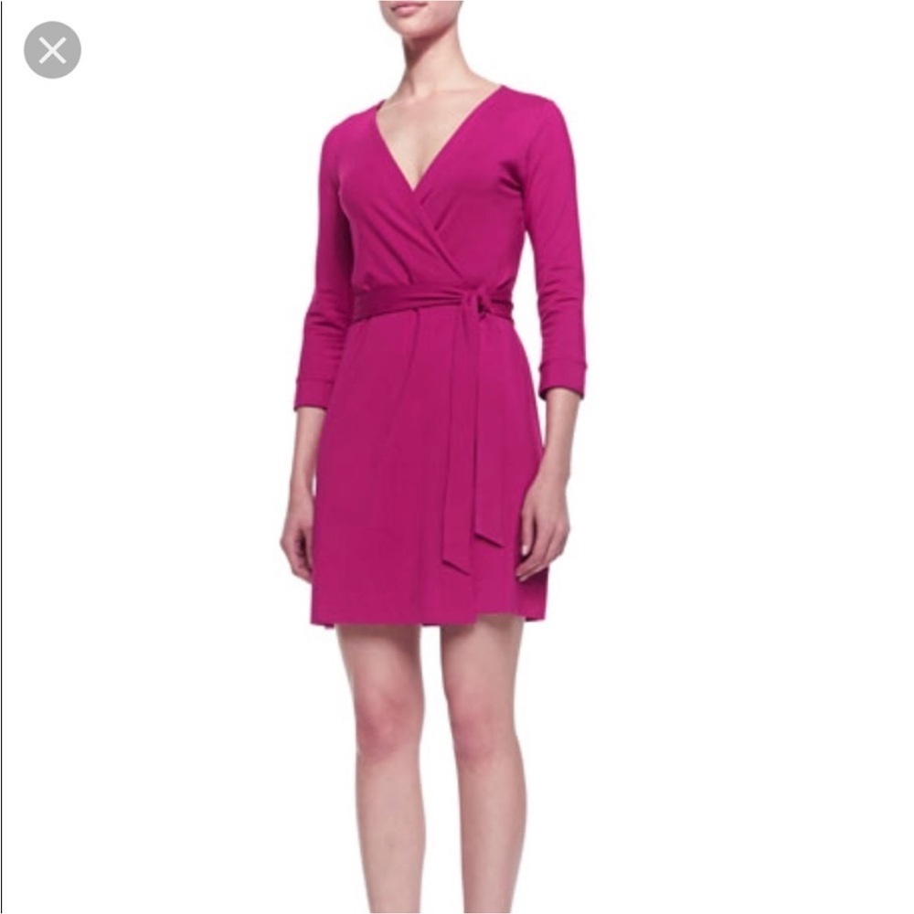 Diane‎ Von Furstenberg New Julian Two Stretch Wrap Dress Hot Pink 8